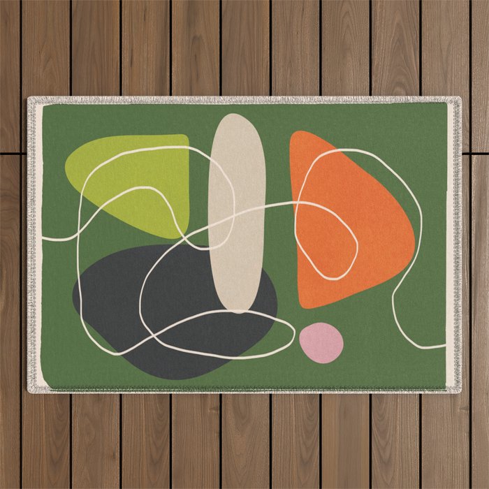 Minimal Colorful Abstract Shapes 2 Outdoor Rug Gallery Image 1
