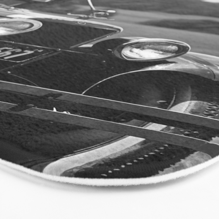 Golfer Teeing Off Car, Black and White Vintage Golf Art Bath Mat Gallery Image 3