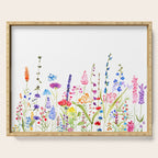 colorful wildflower fields watercolor Serving Tray Gallery Image 1