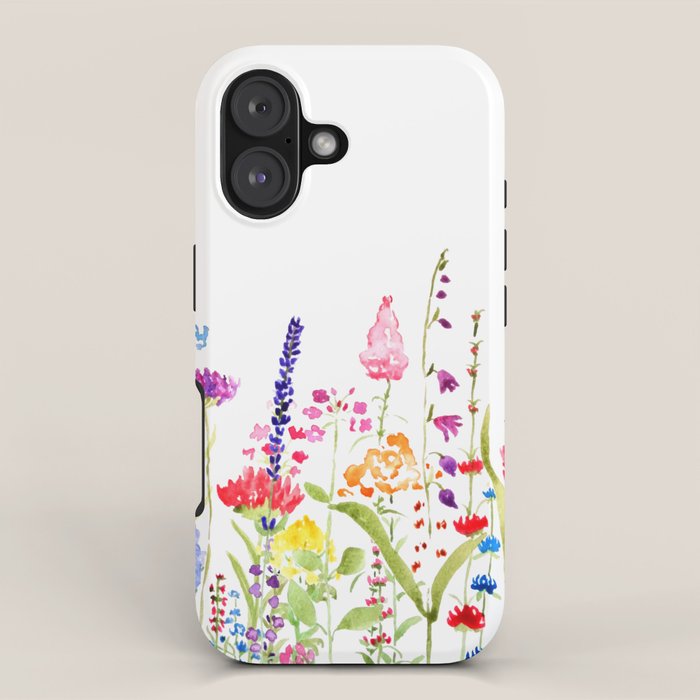 colorful wildflower fields watercolor iPhone Case Gallery Image 1