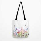 colorful wildflower fields watercolor Tote Bag Gallery Image 2