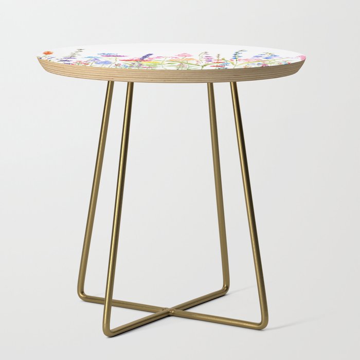 colorful wildflower fields watercolor Side Table Gallery Image 1