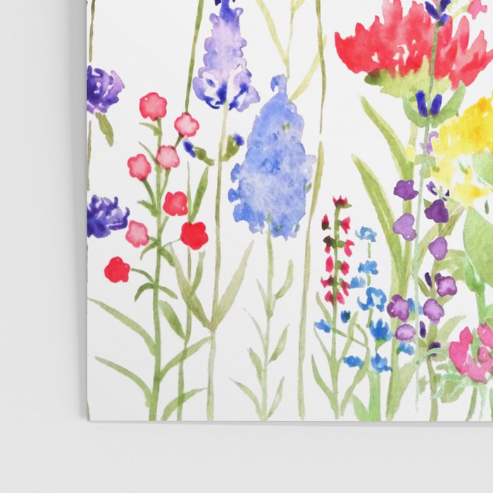 colorful wildflower fields watercolor Poster Gallery Image 3