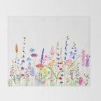colorful wildflower fields watercolor Throw Blanket Gallery Image 2