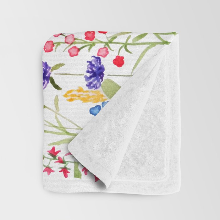colorful wildflower fields watercolor Throw Blanket Gallery Image 3