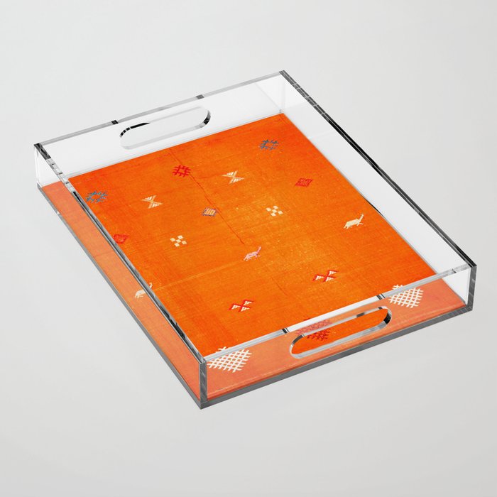 Orange Oriental Traditional Creative Berber Moroccan Fabric Style Acrylic Tray Gallery Image 1