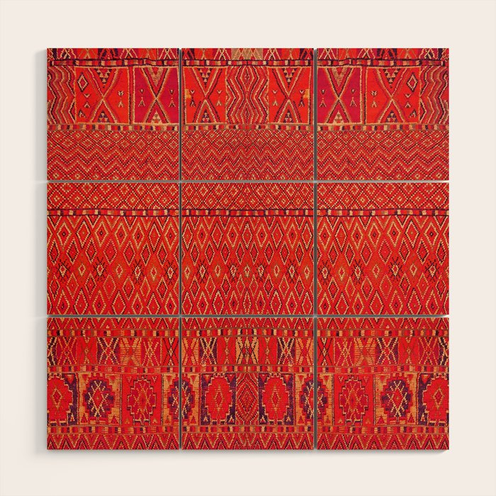 Orange Traditional Moroccan Berber Rug Design B30 Wood Wall Art Gallery Image 1