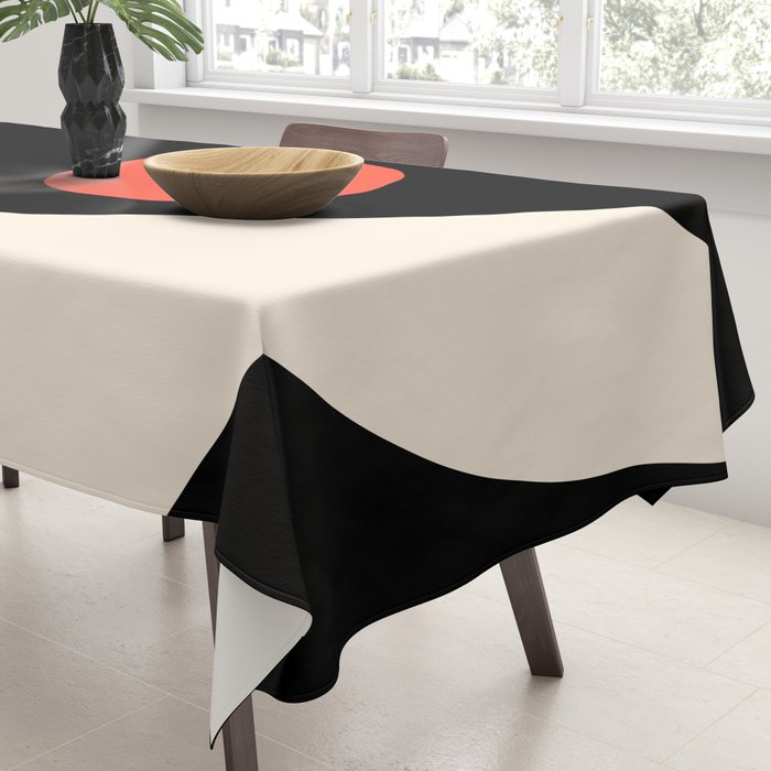 Catalan Still Life Minimalist Modern Abstract Black Orange Almond Cream Tablecloth Gallery Image 3