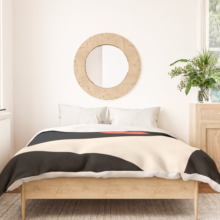 Catalan Still Life Minimalist Modern Abstract Black Orange Almond Cream Duvet Cover Gallery Image 3