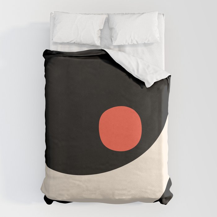 Catalan Still Life Minimalist Modern Abstract Black Orange Almond Cream Duvet Cover Gallery Image 6