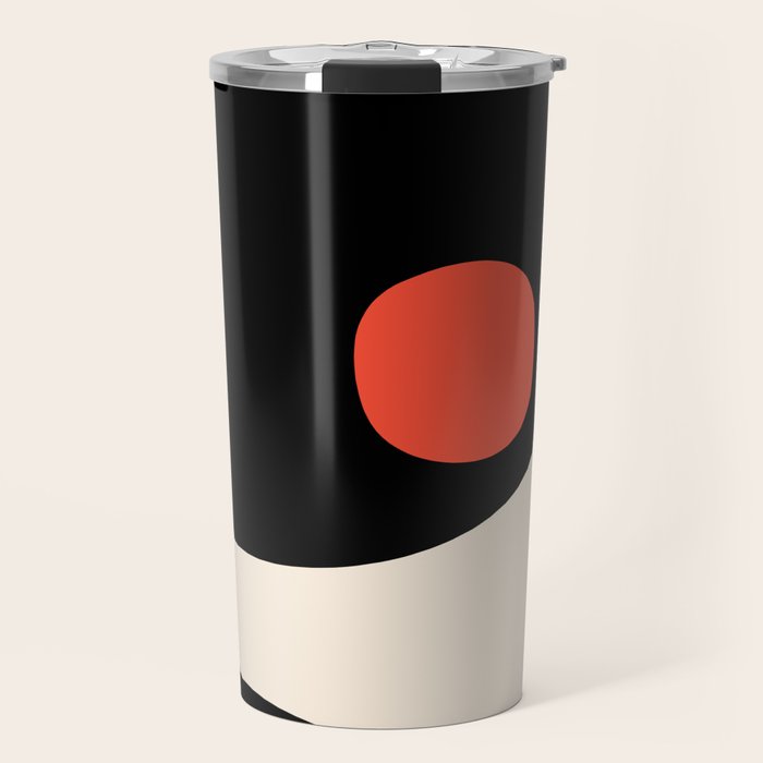 Catalan Still Life Minimalist Modern Abstract Black Orange Almond Cream Travel Mug Gallery Image 1