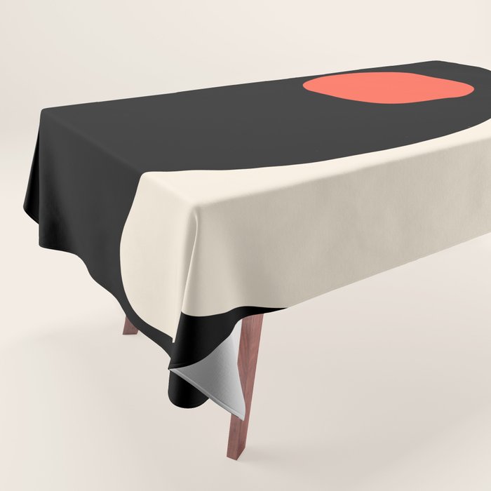Catalan Still Life Minimalist Modern Abstract Black Orange Almond Cream Tablecloth Gallery Image 1