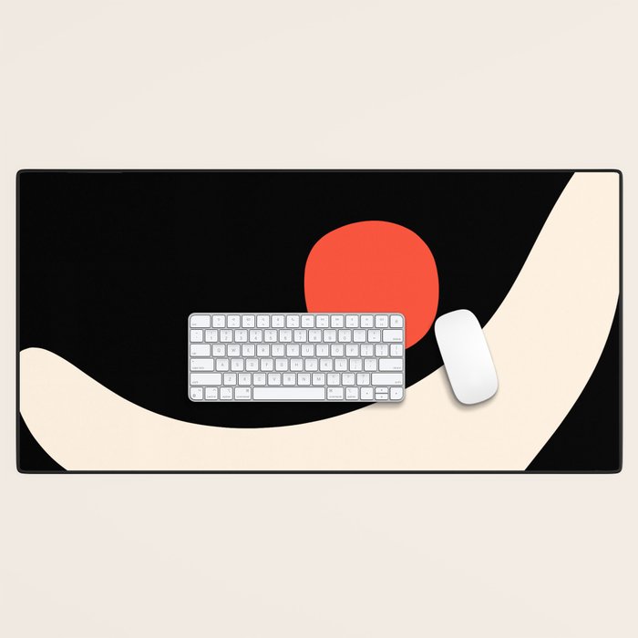 Catalan Still Life Minimalist Modern Abstract Black Orange Almond Cream Desk Mat Gallery Image 1