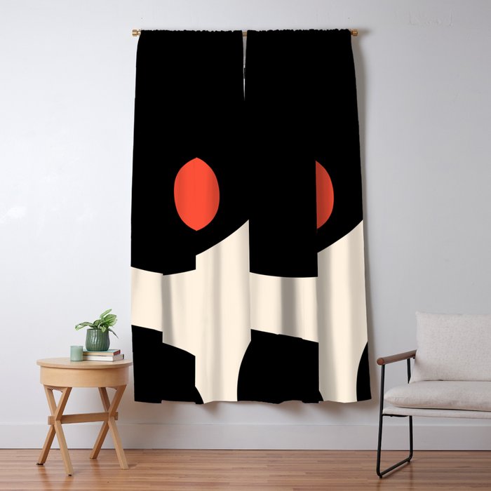 Catalan Still Life Minimalist Modern Abstract Black Orange Almond Cream Window Curtain Gallery Image 1