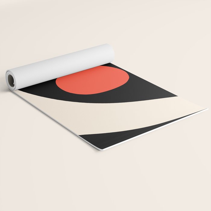 Catalan Still Life Minimalist Modern Abstract Black Orange Almond Cream Yoga Mat Gallery Image 2