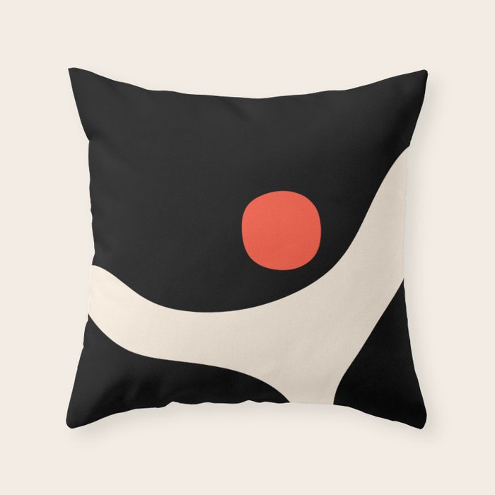 Catalan Still Life Minimalist Modern Abstract Black Orange Almond Cream Throw Pillow Gallery Image 1