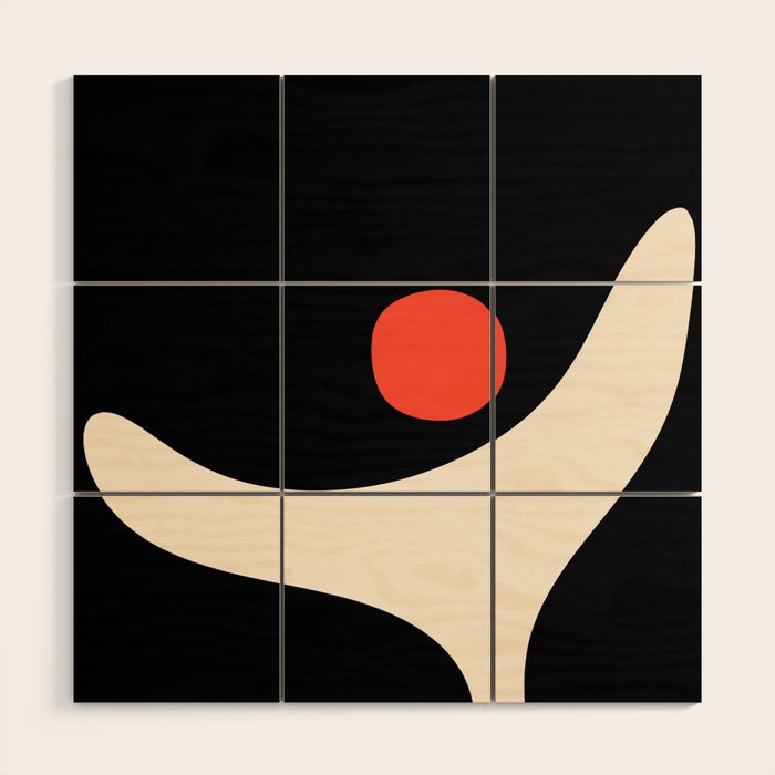Catalan Still Life Minimalist Modern Abstract Black Orange Almond Cream Wood Wall Art Gallery Image 1