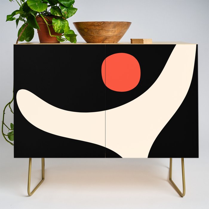 Catalan Still Life Minimalist Modern Abstract Black Orange Almond Cream Credenza Gallery Image 1