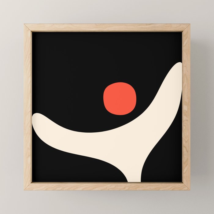 Catalan Still Life Minimalist Modern Abstract Black Orange Almond Cream Mini Art Print Gallery Image 1