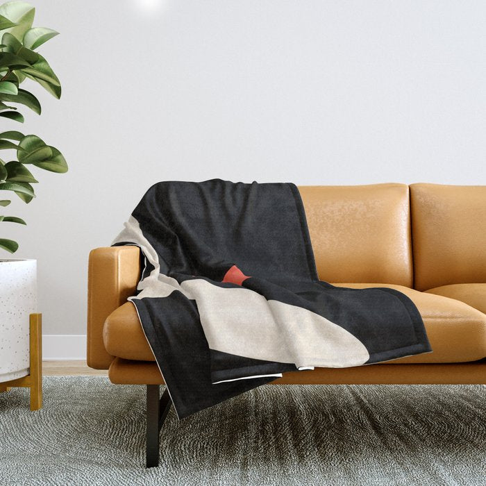 Catalan Still Life Minimalist Modern Abstract Black Orange Almond Cream Throw Blanket Gallery Image 1