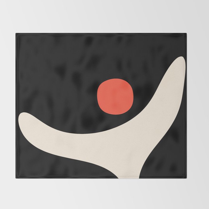 Catalan Still Life Minimalist Modern Abstract Black Orange Almond Cream Throw Blanket Gallery Image 2
