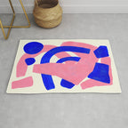 Blue Pink Fun Colorful Mid Century Modern Abstract Painting Shapes Pattern Rug Gallery Image 1