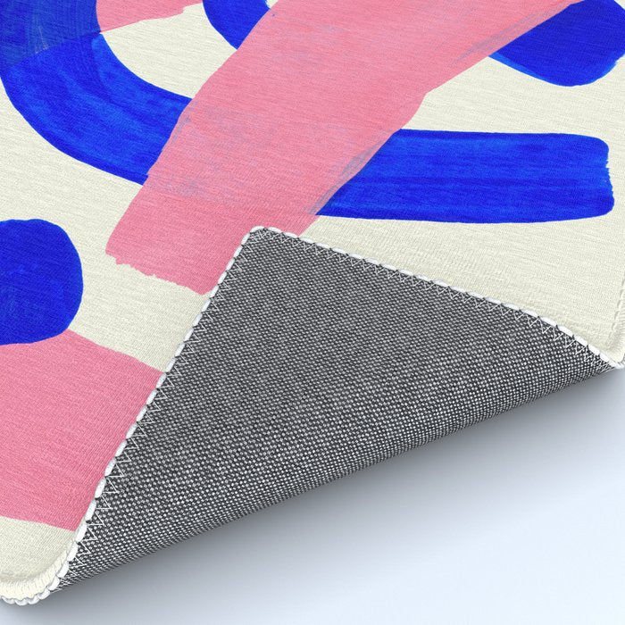 Blue Pink Fun Colorful Mid Century Modern Abstract Painting Shapes Pattern Rug Gallery Image 4