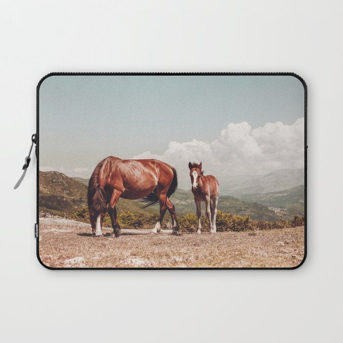 Wild Horses - Horse Photography - Mountains Wanderlust Travel photography by Ingrid Beddoes  Laptop Sleeve Gallery Image 1