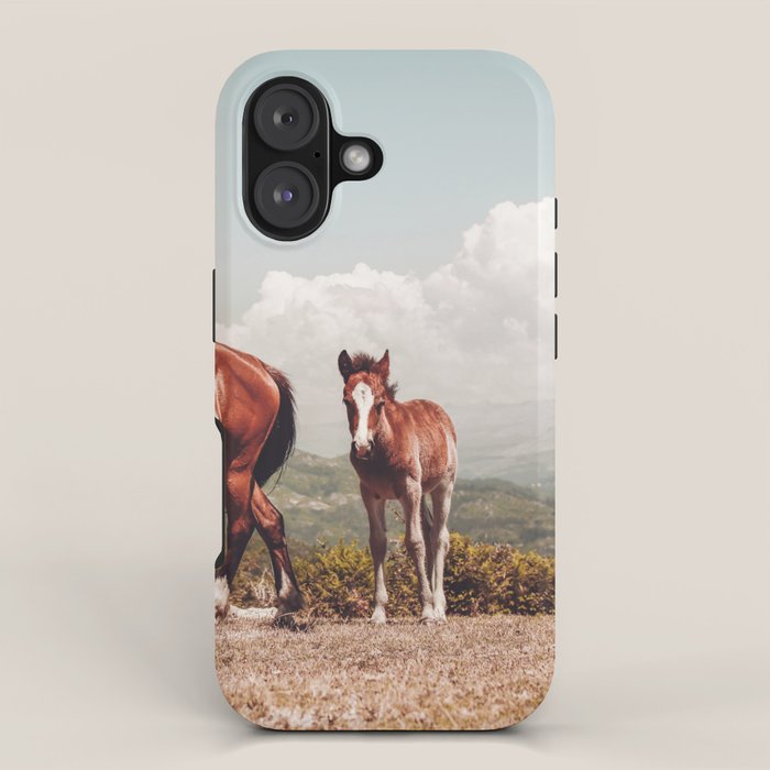 Wild Horses - Horse Photography - Mountains Wanderlust Travel photography by Ingrid Beddoes  iPhone Case Gallery Image 1
