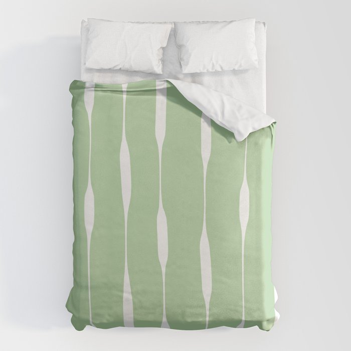 Sage Green Threaded Stripes Minimalist Modern Pattern Duvet Cover Gallery Image 6
