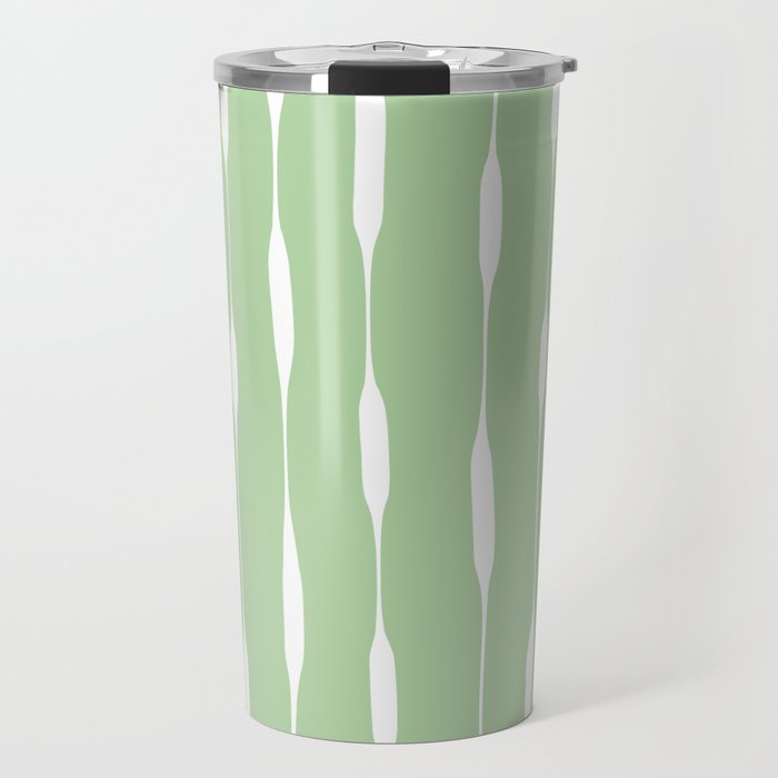 Sage Green Threaded Stripes Minimalist Modern Pattern Travel Mug Gallery Image 1