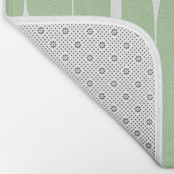 Sage Green Threaded Stripes Minimalist Modern Pattern Bath Mat Gallery Image 2