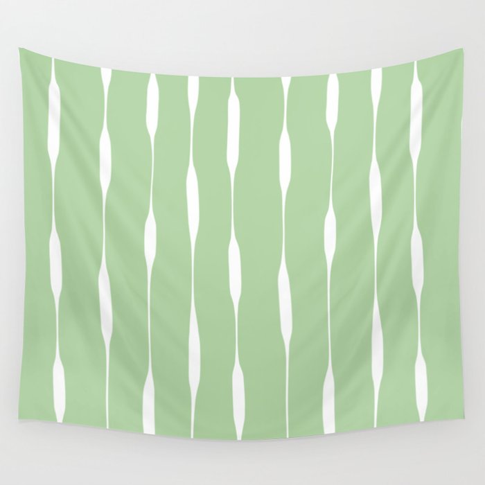 Sage Green Threaded Stripes Minimalist Modern Pattern Wall Tapestry Gallery Image 4