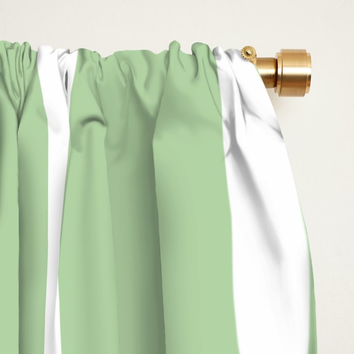 Sage Green Threaded Stripes Minimalist Modern Pattern Window Curtain Gallery Image 2