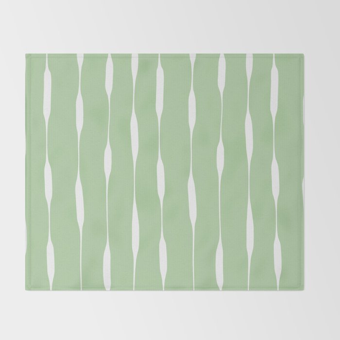 Sage Green Threaded Stripes Minimalist Modern Pattern Throw Blanket Gallery Image 2
