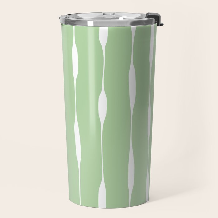 Sage Green Threaded Stripes Minimalist Modern Pattern Travel Mug Gallery Image 2