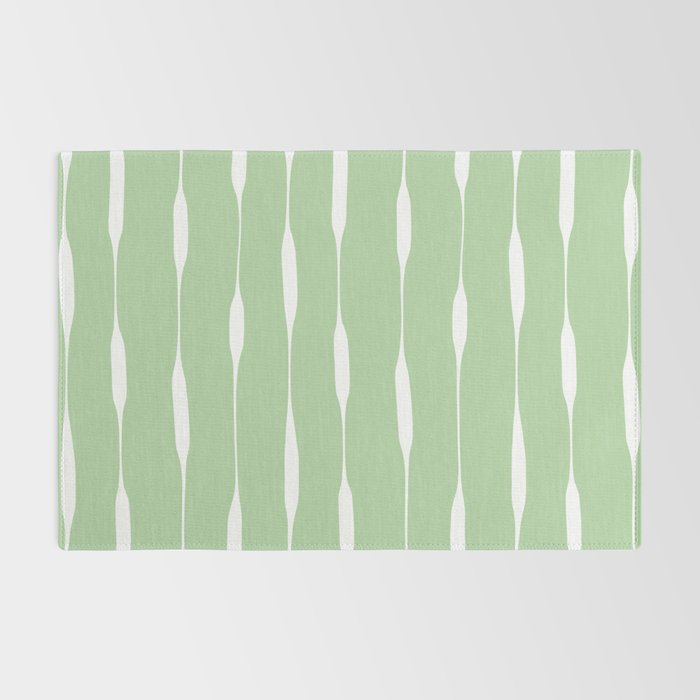 Sage Green Threaded Stripes Minimalist Modern Pattern Rug Gallery Image 2