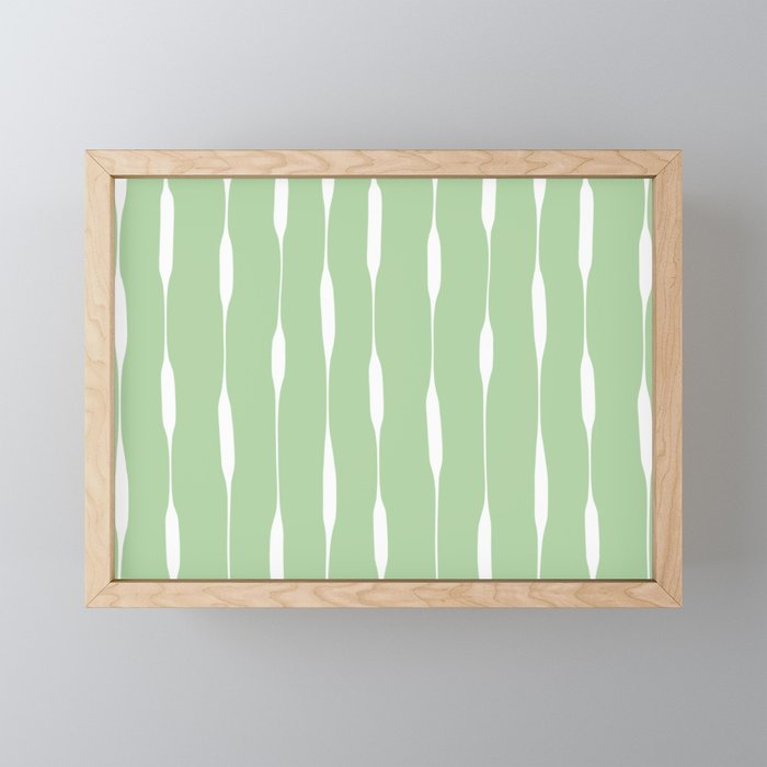 Sage Green Threaded Stripes Minimalist Modern Pattern Mini Art Print Gallery Image 1