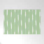 Sage Green Threaded Stripes Minimalist Modern Pattern Welcome Mat Gallery Image 1