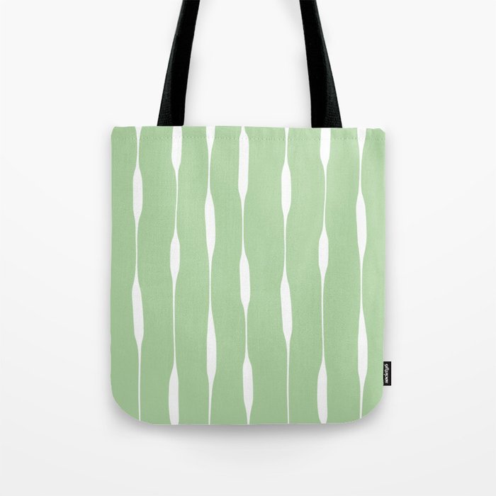 Sage Green Threaded Stripes Minimalist Modern Pattern Tote Bag Gallery Image 1