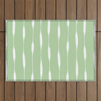 Sage Green Threaded Stripes Minimalist Modern Pattern Outdoor Rug Gallery Image 1