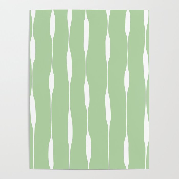 Sage Green Threaded Stripes Minimalist Modern Pattern Poster Gallery Image 1