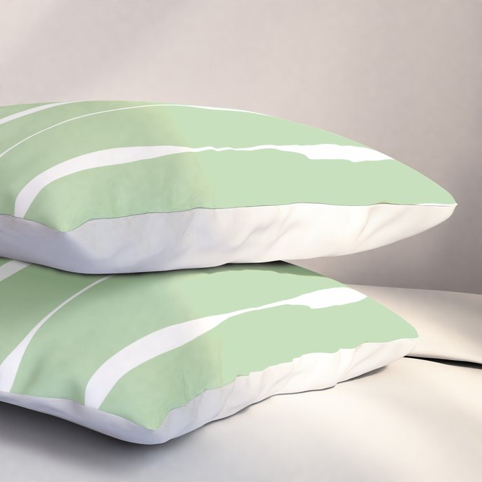 Sage Green Threaded Stripes Minimalist Modern Pattern Pillow Sham Gallery Image 3