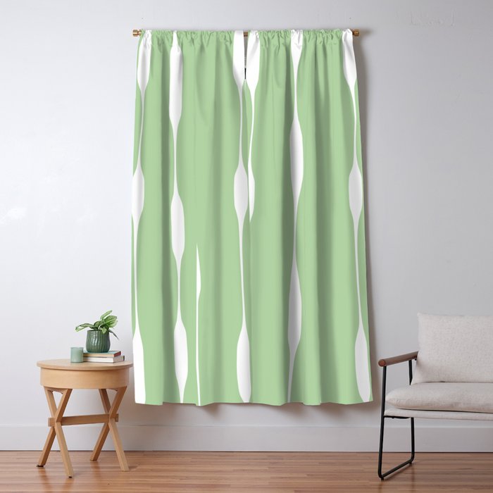 Sage Green Threaded Stripes Minimalist Modern Pattern Window Curtain Gallery Image 5