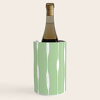 Sage Green Threaded Stripes Minimalist Modern Pattern Wine Chiller Gallery Image 2