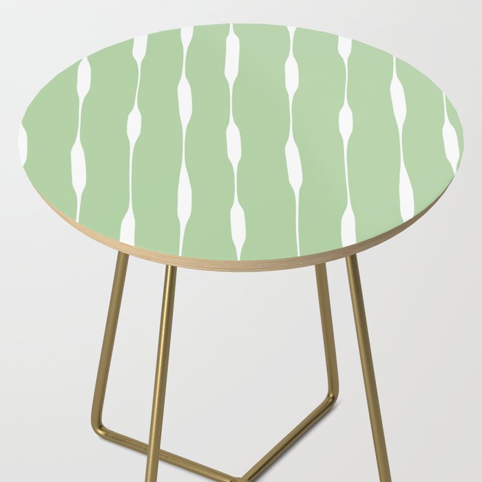 Sage Green Threaded Stripes Minimalist Modern Pattern Side Table Gallery Image 2