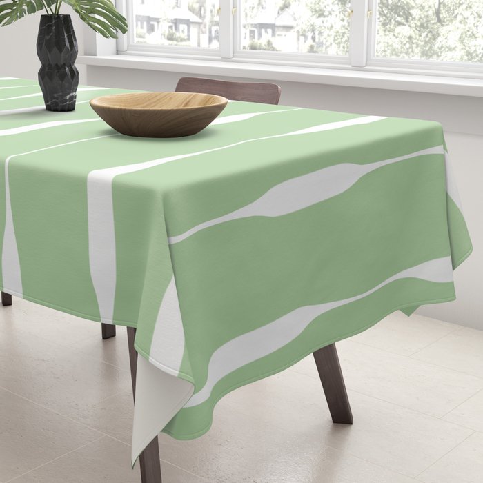 Sage Green Threaded Stripes Minimalist Modern Pattern Tablecloth Gallery Image 3