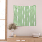 Sage Green Threaded Stripes Minimalist Modern Pattern Wall Tapestry Gallery Image 2