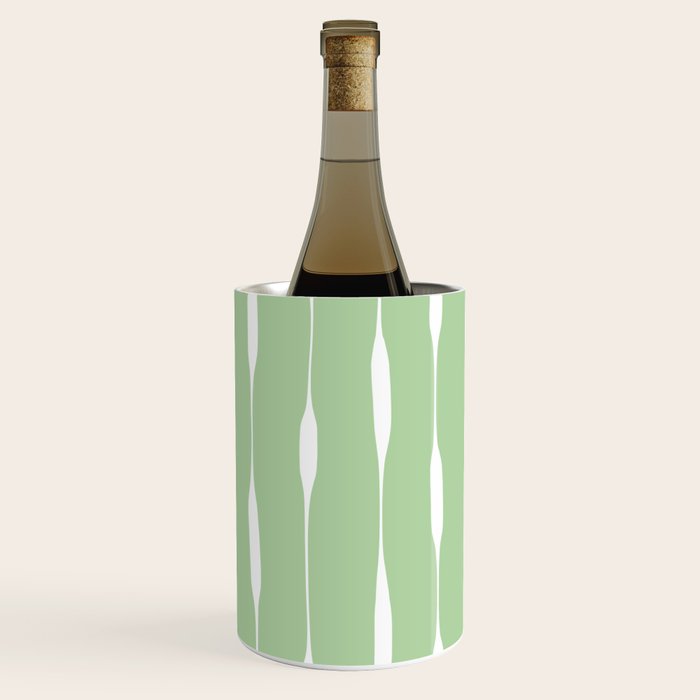 Sage Green Threaded Stripes Minimalist Modern Pattern Wine Chiller Gallery Image 3