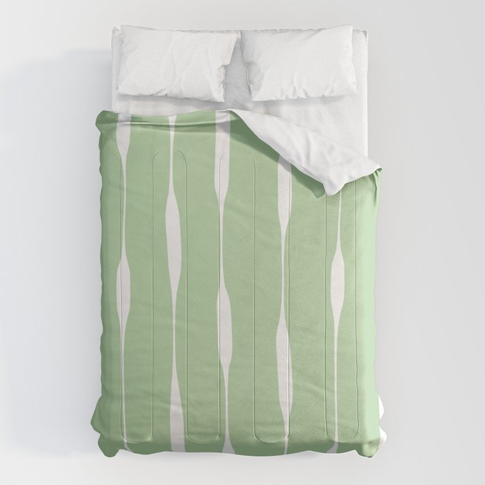 Sage Green Threaded Stripes Minimalist Modern Pattern Comforter Gallery Image 6